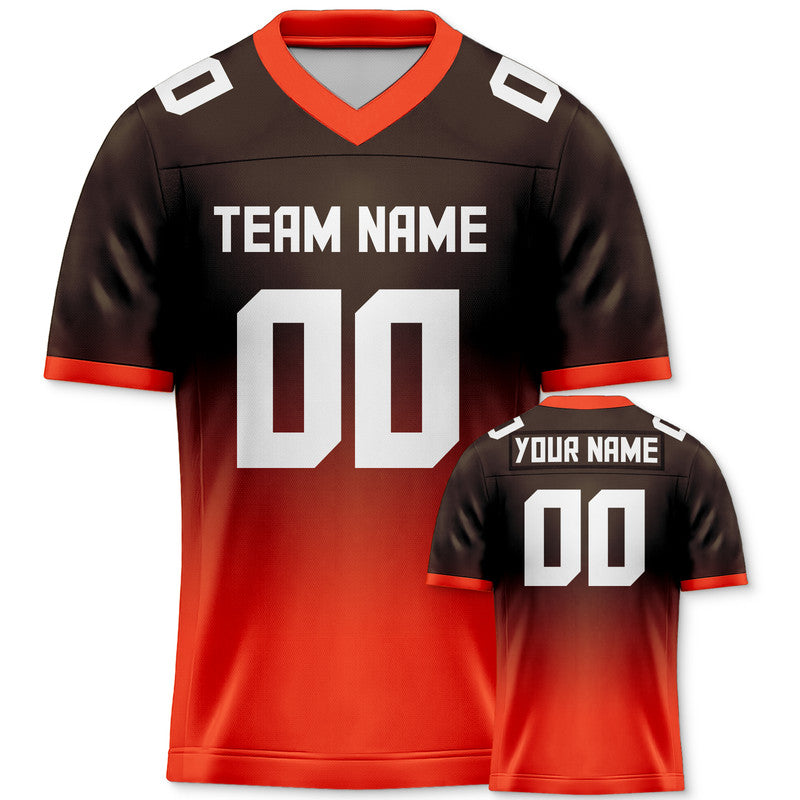 Custom Brown Orange-White Authentic Split Fashion Football Jersey