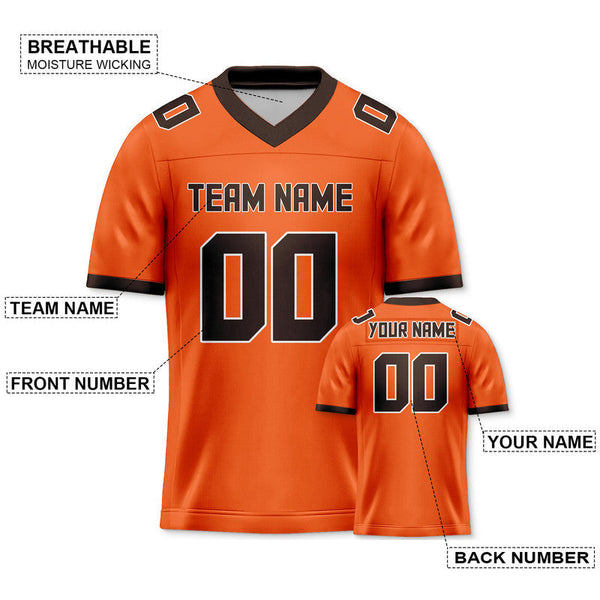 Custom Orange Brown Mesh Authentic Football Jersey