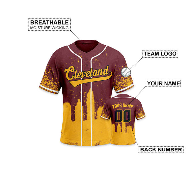 Custom 3D Graffiti Crimson Gold-White Authentic Baseball Silhouette Jersey