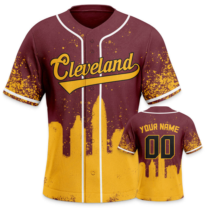 Custom 3D Graffiti Crimson Gold-White Authentic Baseball Silhouette Jersey