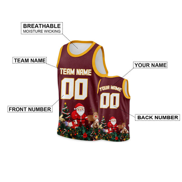 Christmas Day Custom Brown White-Aqua Santa Claus Authentic Basketball Jersey