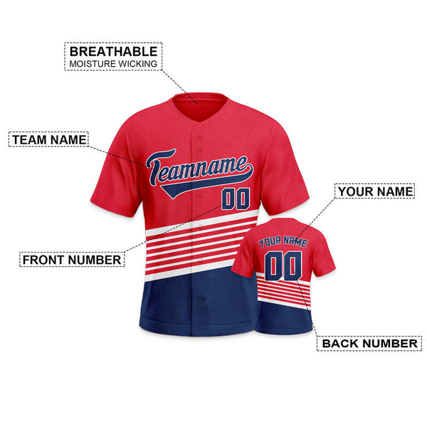 Custom Red Navy-White Creative  Cool Concept Authentic Baseball Jersey