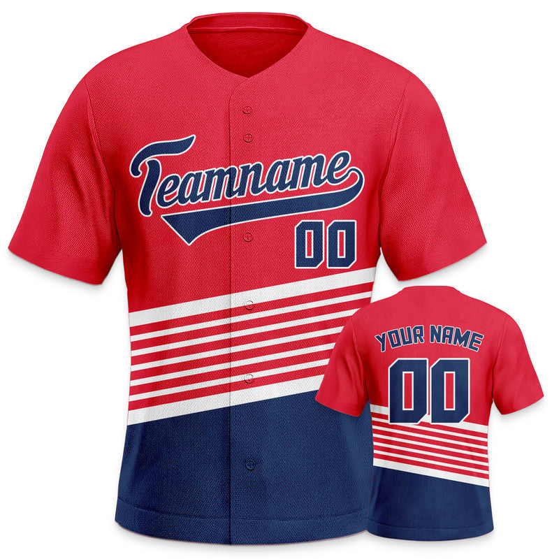 Custom Red Navy-White Creative  Cool Concept Authentic Baseball Jersey