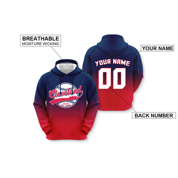 Custom Sports Pullover Sweatshirt Baseball City Cleveland  You're My Home Split Fashion Hoodie