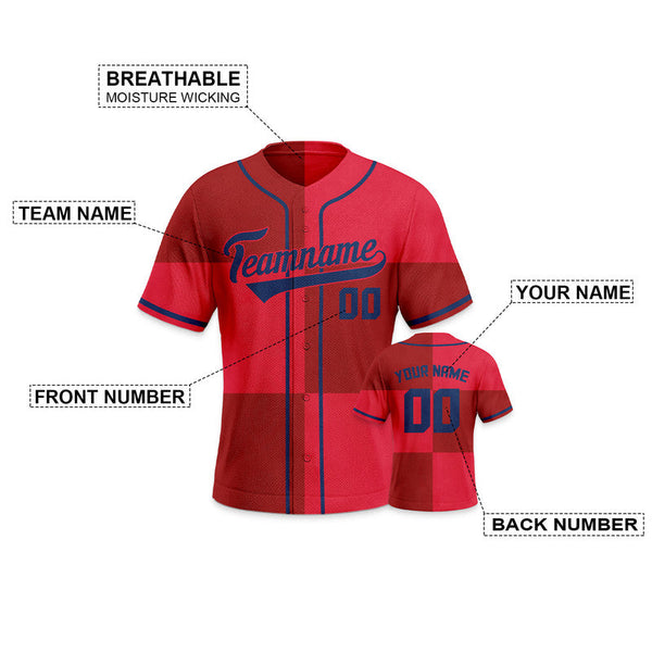 Custom Red Navy Creative  Cool Concept Authentic Baseball Jersey