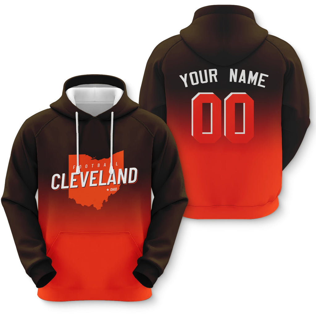 Custom Sports Pullover Sweatshirt City Cleveland Map Split Fashion Football Hoodie