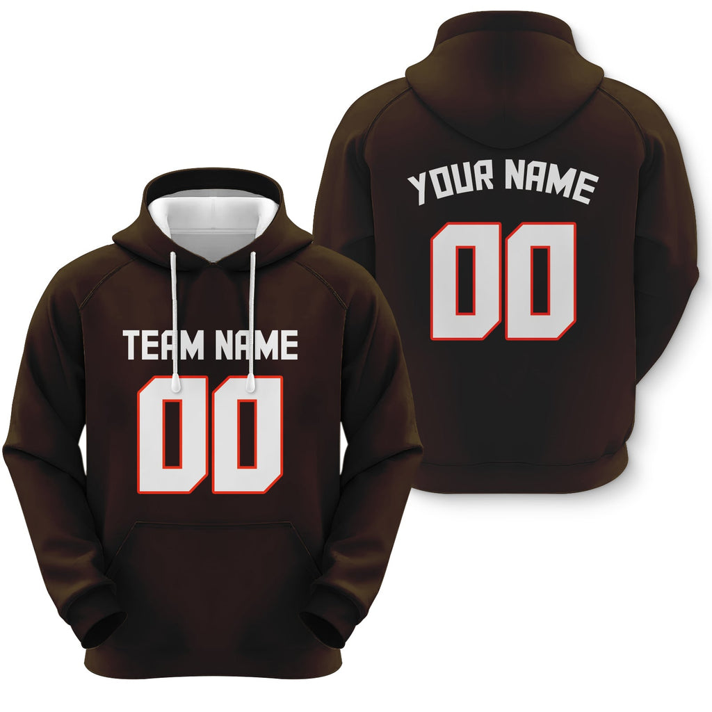 Custom Brown White-Orange Sports Pullover  Sweatshirt Football Hoodie