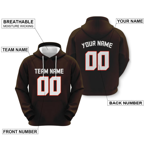 Custom Brown White-Orange Sports Pullover  Sweatshirt Football Hoodie