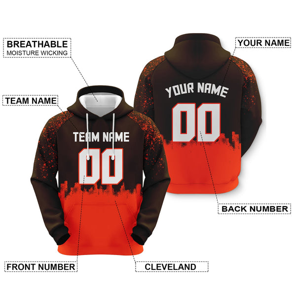 Custom Sports Pullover  Sweatshirt Graffiti City Cleveland Fashion Football Hoodie