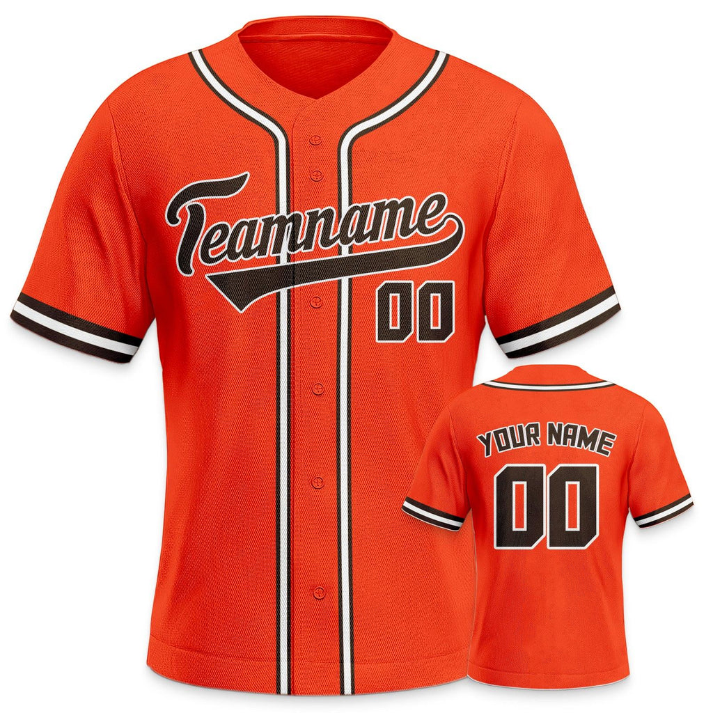 Custom Orange Brown-White Authentic Classic Baseball Jersey