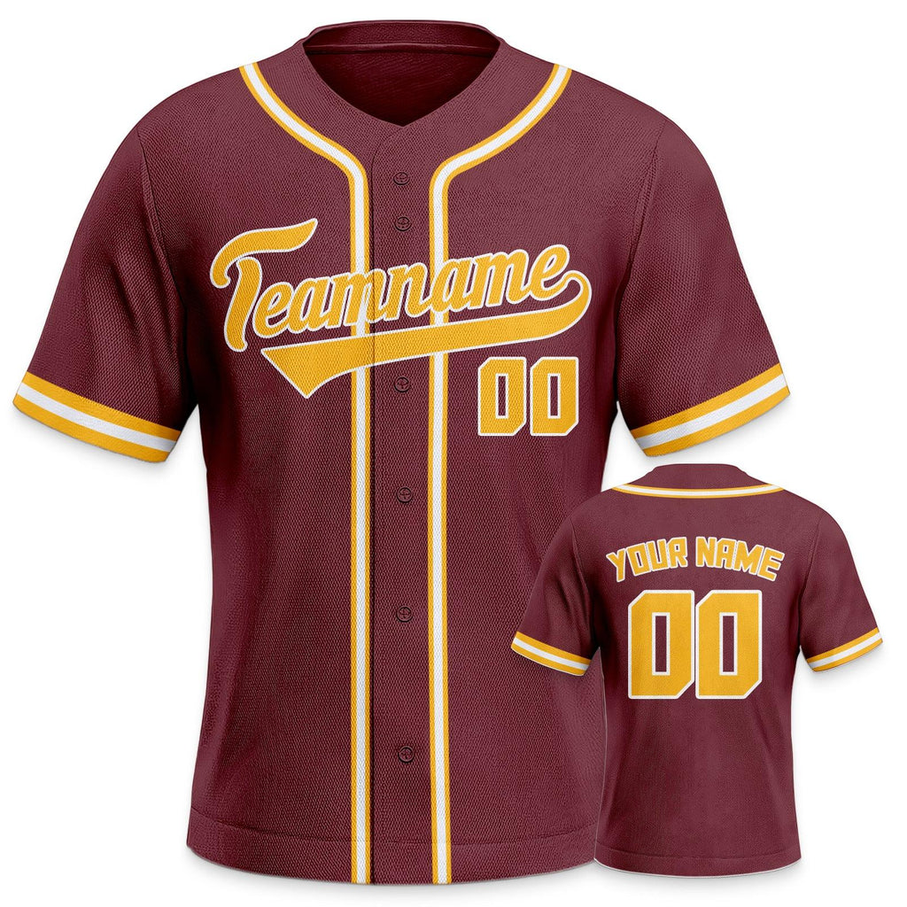 Custom Crimson Gold-White Authentic Classic Baseball Jersey