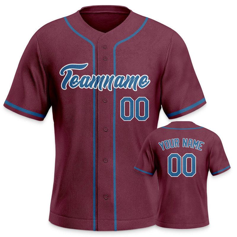 Custom Crimson Light Blue-White Authentic Baseball Jersey-3