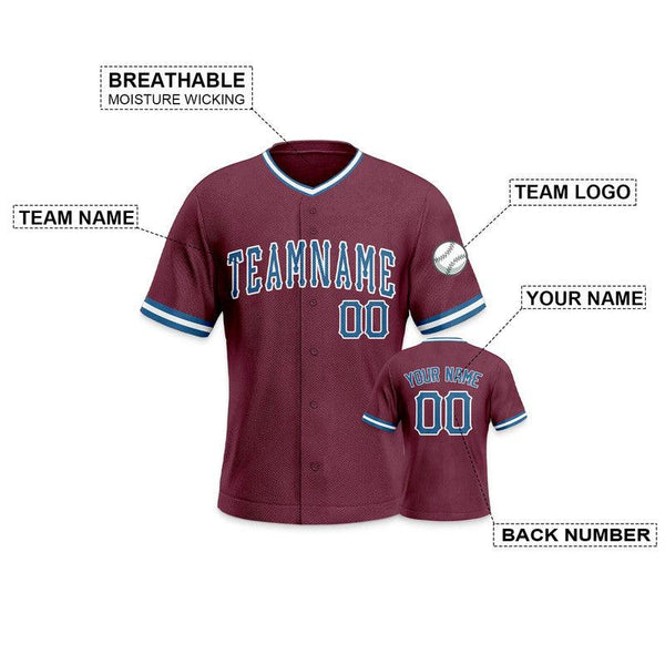 Custom Crimson Light Blue-White Authentic Baseball Jersey-1