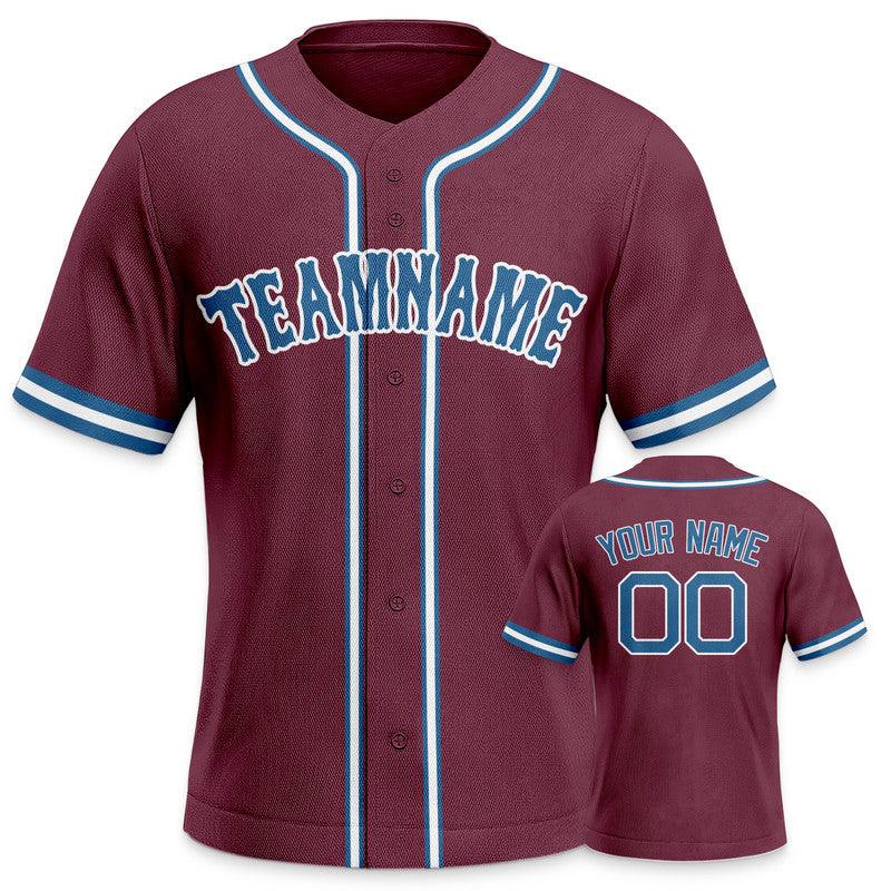 Custom Crimson Light Blue-White Authentic Baseball Jersey-2