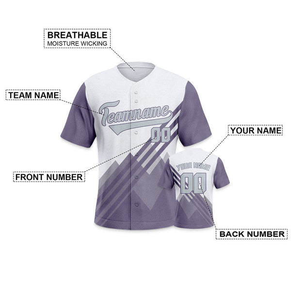 Custom White Gray-Light Purple Creative  Cool Concept Authentic Baseball Jersey