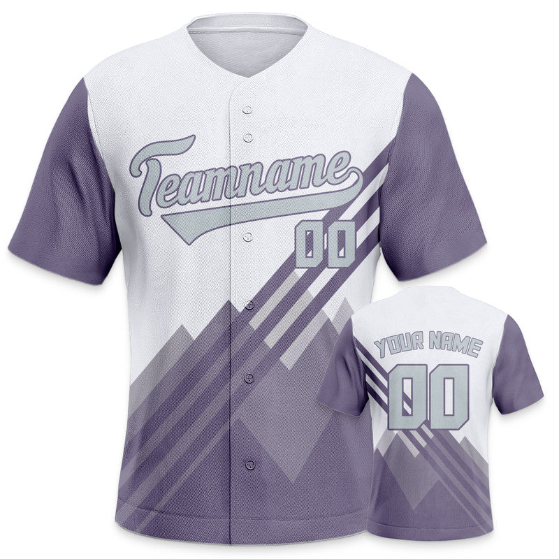 Custom White Gray-Light Purple Creative  Cool Concept Authentic Baseball Jersey