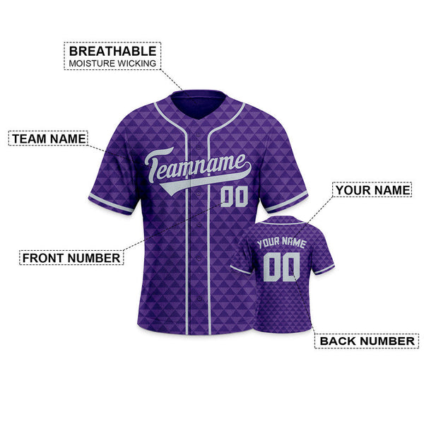 Custom Purple Gray Creative  Cool Concept Authentic Baseball Jersey