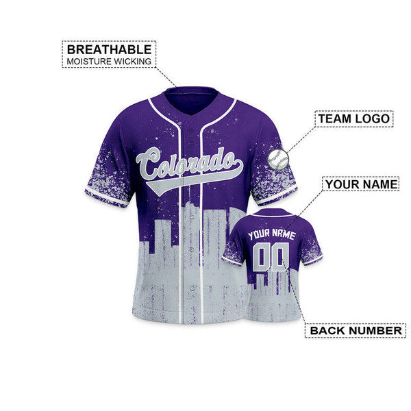 Custom 3D Graffiti Purple Gray-White Authentic Baseball Silhouette Jersey