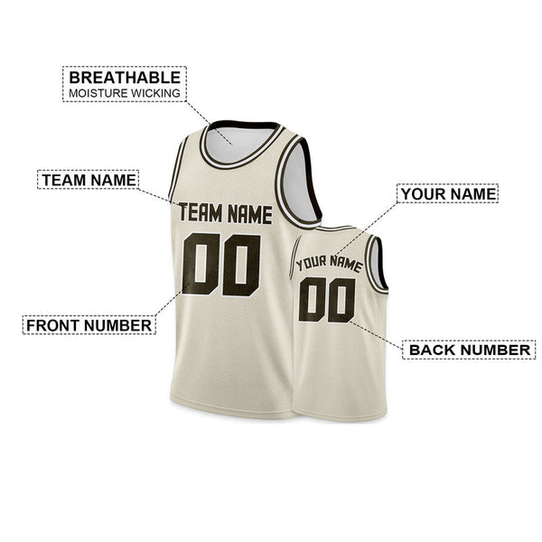 Custom Cream Olive Round Neck Rib-Knit Basketball Jersey