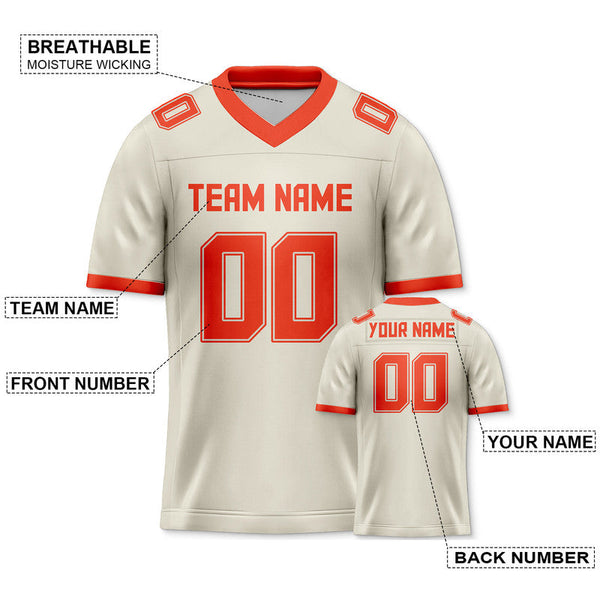 Custom Cream Orange Mesh Authentic Football Jersey