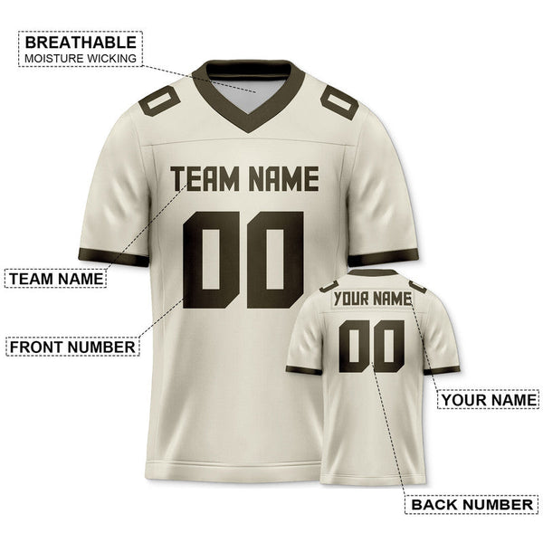 Custom Cream Brown Mesh Authentic Football Jersey