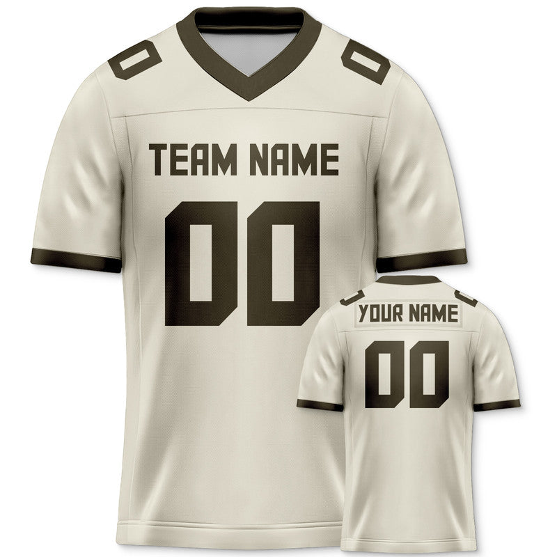 Custom Cream Brown Mesh Authentic Football Jersey