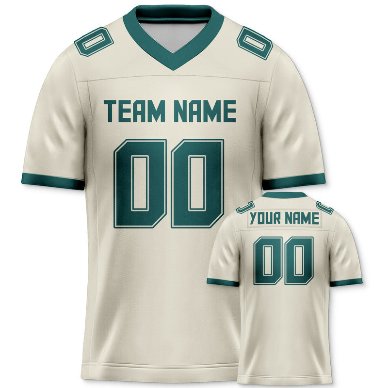 Custom Cream Kelly Green Mesh Authentic Football Jersey