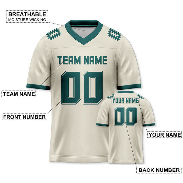 Custom Cream Kelly Green Mesh Authentic Football Jersey