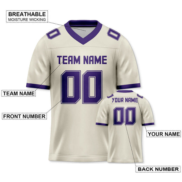 Custom Cream Purple Mesh Authentic Football Jersey