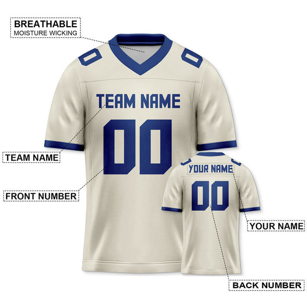 Custom Cream Royal Mesh Authentic Football Jersey