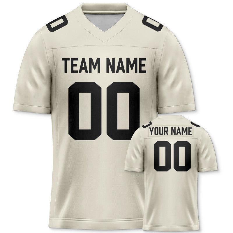 Custom Cream Black Authentic Football Jersey