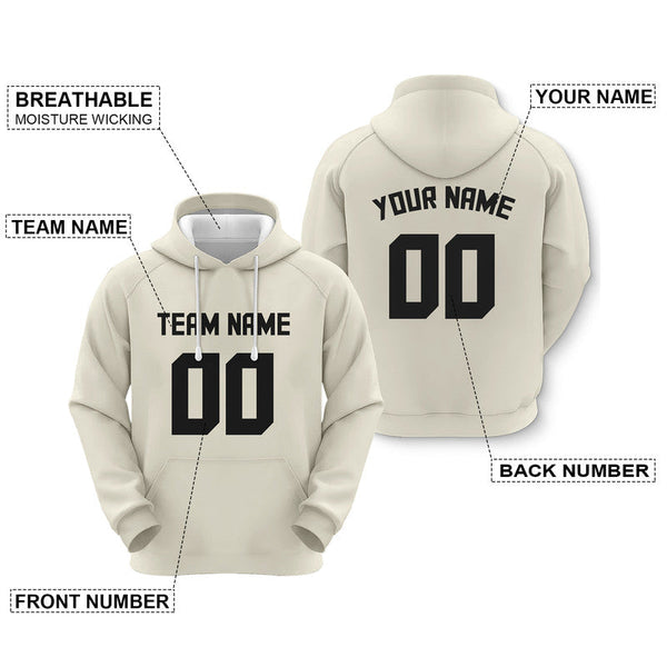 Custom Cream Black Sports Pullover  Sweatshirt Football Hoodie