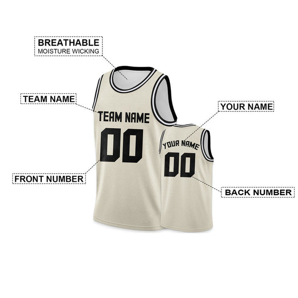 Custom Cream Black Authentic Basketball Jersey