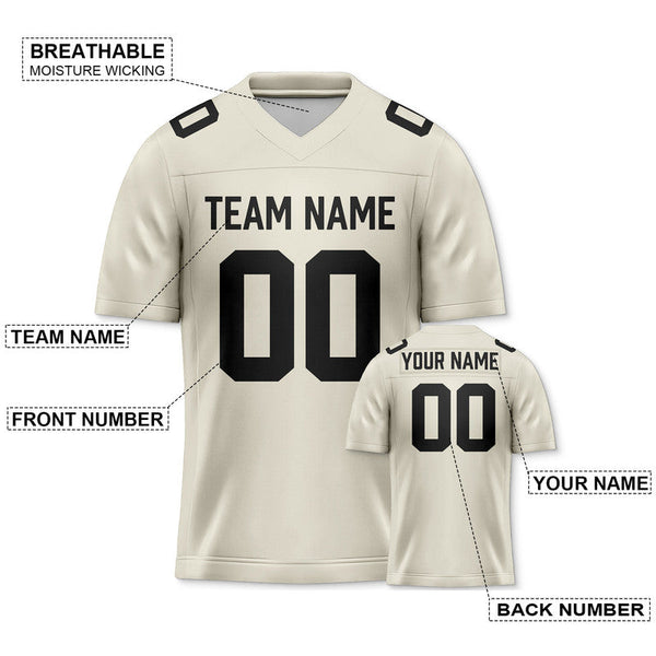 Custom Cream Black Authentic Football Jersey