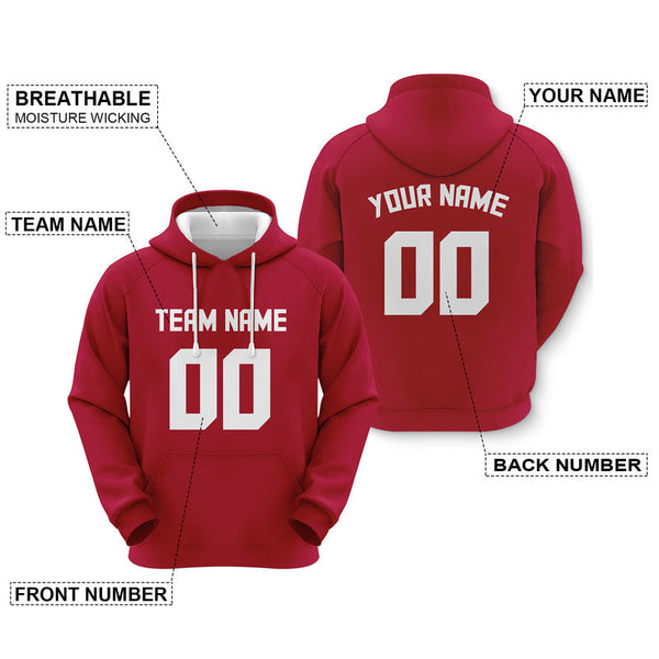 Custom Crimson White Sports Pullover  Sweatshirt Football Hoodie