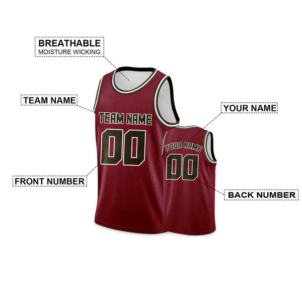 Custom Crimson Olive Round Neck Rib-Knit Basketball Jersey