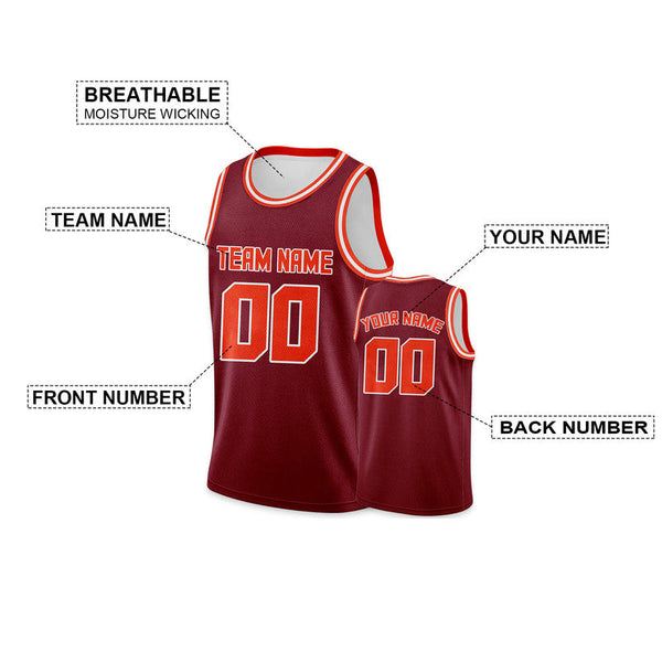 Custom Crimson Orange Round Neck Rib-Knit Basketball Jersey