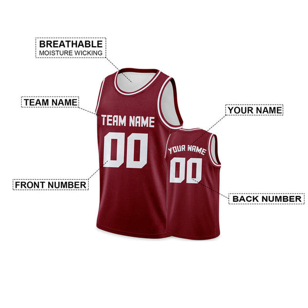 Custom Crimson White Round Neck Rib-Knit Basketball Jersey