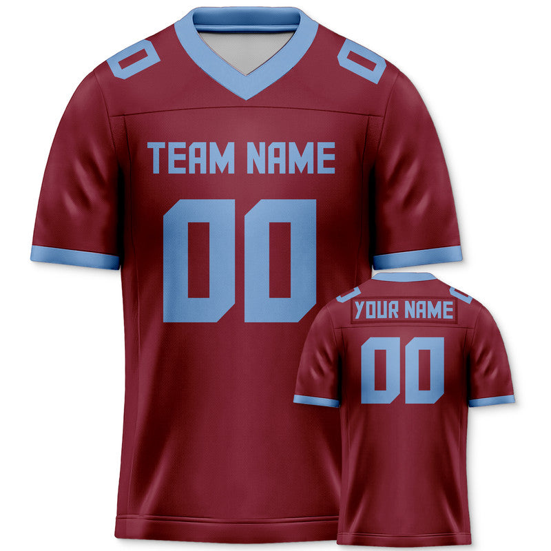 Custom Crimson Powder Blue Mesh Authentic Football Jersey