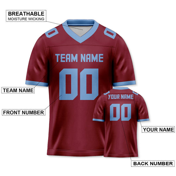 Custom Crimson Powder Blue Mesh Authentic Football Jersey