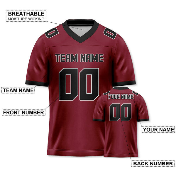 Custom Crimson Black Mesh Authentic Football Jersey