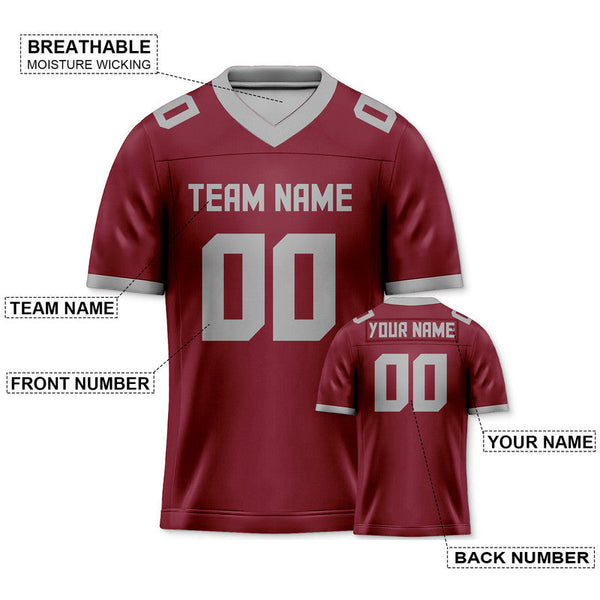 Custom Crimson Gray Mesh Authentic Football Jersey