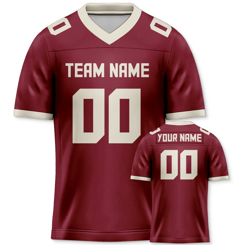 Custom Crimson Cream Mesh Authentic Football Jersey