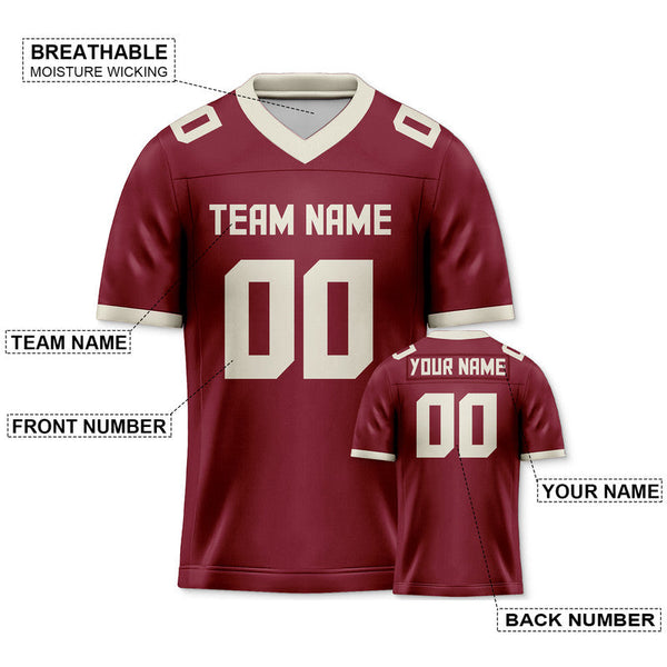 Custom Crimson Cream Mesh Authentic Football Jersey