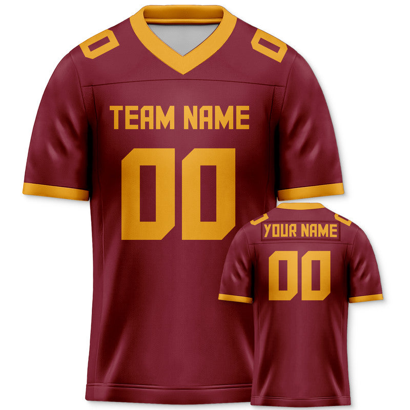 Custom Crimson Gold Mesh Authentic Football Jersey