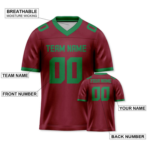 Custom Crimson Green Mesh Authentic Football Jersey