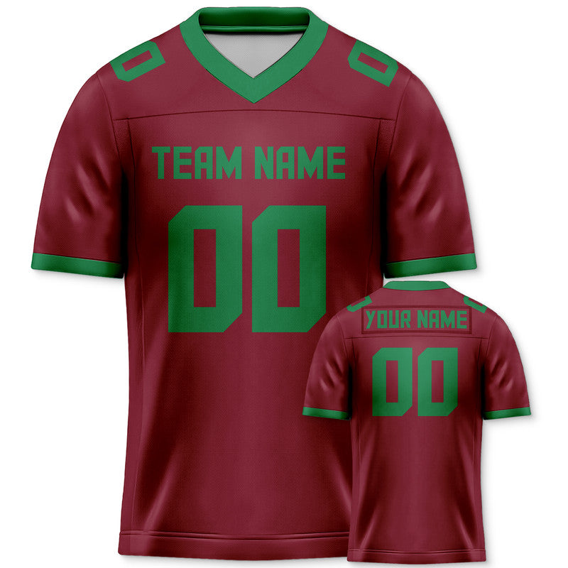 Custom Crimson Green Mesh Authentic Football Jersey