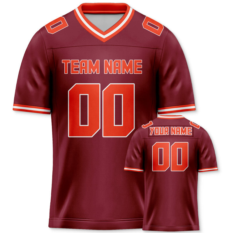 Custom Crimson Orange Mesh Authentic Football Jersey