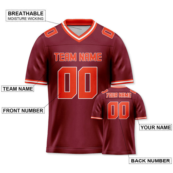 Custom Crimson Orange Mesh Authentic Football Jersey