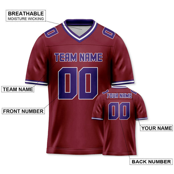 Custom Crimson Purple Mesh Authentic Football Jersey